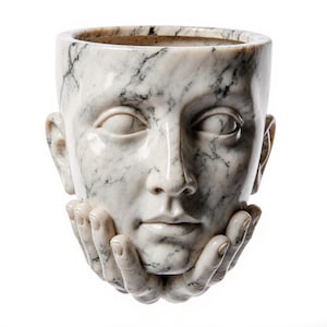 3D-utskrivbar marmorkruka med ansikte: Konstnärlig huvudkruka (STL-fil) (digital nedladdning)