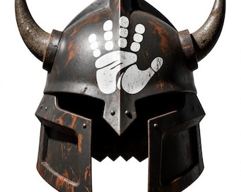 Archivo STL de casco vikingo con cuernos para impresión 3D de armadura de guerrero digital