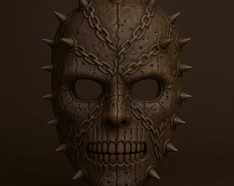 Spiked Skull Kettenmaske STL-Datei | Horror Cosplay Prop 3D druckbare Modell digitaler Download