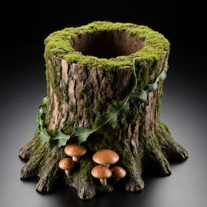 Mushroom Tree Stump Planter STL File: 3D Printable Moss Pot (Digital Download)