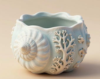 Seashell Coral Planter STL File – Ocean Inspired Pot for 3D Printing, Digital Download