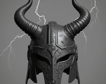 Casco vikingo con cuernos de fantasía oscura, descarga digital STL para impresión 3D, armadura de cosplay