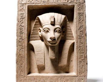 3D Printable Ancient Egyptian Pharaoh Relief Sculpture (STL File)