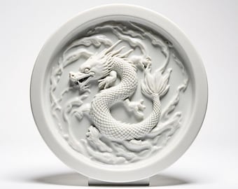 3D Printable Dragon Relief: Asian Mythical Creature STL File (Digital Download