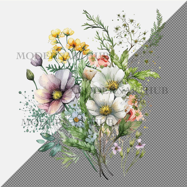 Watercolor Floral Clipart Spring Floral Bouquets Flowers - Etsy