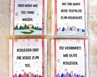Advent calendar tea colleagues with 24 banderoles for the tea bags and DIY box as download for printing