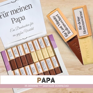 Merci chocolate banderoles for dad as a thank you or small gift digital download
