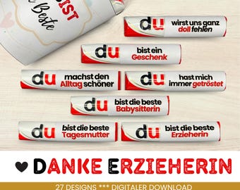 27 Duplo banderoles educator farewell gift for educator thank you gift childminder daycare to print out PDF Download Kindergarten