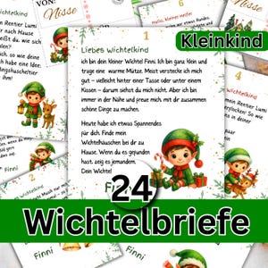 Secret Santa letters for toddlers with 24 envelopes, personalizable and editable for printing