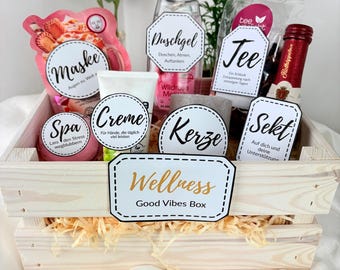 Wellness Geschenkkorb für Frauen Druckvorlage PDF digitaler Download Last Minute Geschenk Wellness to go Spa Set