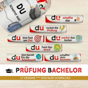 27 Duplo Banderolen Bachelor Prüfung einzigartige Geschenkidee für Student Studium Abschluss Geschenk zum Ausdrucken PDF Sofort Download