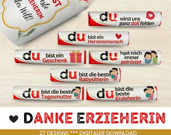 27 banderolas Duplo, regalo de despedida para educador, regalo de agradecimiento para educador, guardería, niñera, guardería, para imprimir, PDF, descargar, guardería