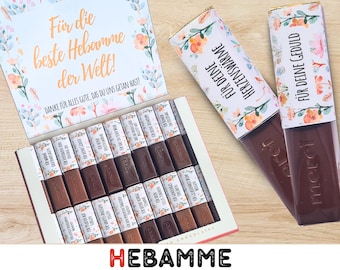 Merci chocolate banderoles midwife as a thank you or as a farewell gift / digital download