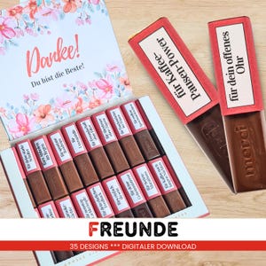 Merci chocolate banderoles best friend as a thank you or gift for special moments / digital download