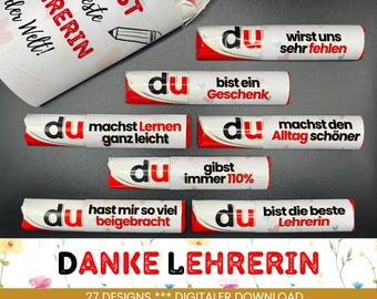 27 Duplo banderoles teacher thank you unique gift idea for teacher gift primary school teacher to print PDF Download