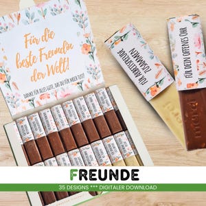 Merci chocolate banderoles best friend as a thank you or gift for special moments / digital download