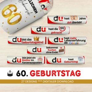 27 Duplo-omslag, unik presentidé till pojkvän/flickvän för 60-årsdag, 27 utskrivbara talesätt PDF för direktnedladdning