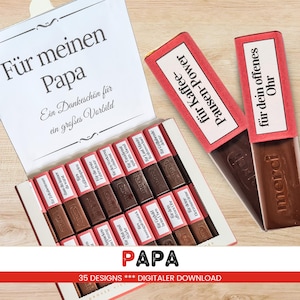 Merci chocolate banderoles for dad as a thank you or small gift digital download