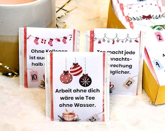 Advent calendar tea colleagues with 24 banderoles for the tea bags and DIY box as download for printing