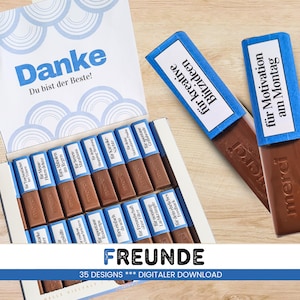 Merci chocolate banderoles best friend as a thank you or gift for special moments / digital download