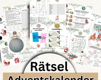 Puzzle Advent calendar for children and adults to print out digital download
