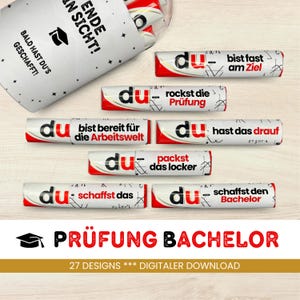 27 Duplo Banderolen Bachelor Prüfung einzigartige Geschenkidee für Student Studium Abschluss Geschenk zum Ausdrucken PDF Sofort Download