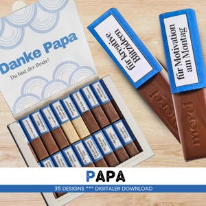 Merci chocolate banderoles for dad as a thank you or small gift digital download