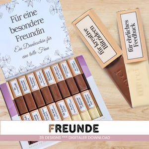 Merci chocolate banderoles best friend as a thank you or gift for special moments / digital download
