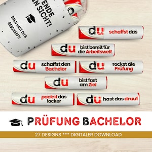 27 Duplo Banderolen Bachelor Prüfung einzigartige Geschenkidee für Student Studium Abschluss Geschenk zum Ausdrucken PDF Sofort Download