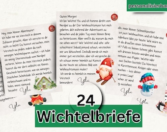 Secret Santa letters with 24 envelopes, customizable and editable for printing, 2025