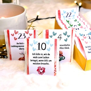 Calendario de Adviento Tea Partner con 24 banderolas para bolsitas de té y caja DIY como descarga para imprimir