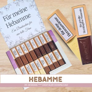Merci chocolate banderoles midwife as a thank you or as a farewell gift / digital download