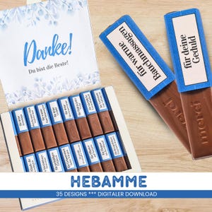 Merci chocolate banderoles midwife as a thank you or as a farewell gift / digital download