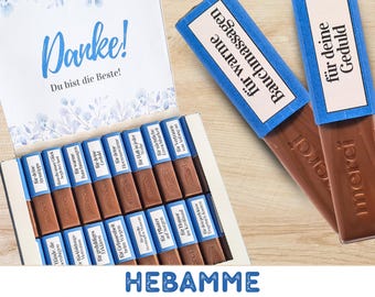 Merci chocolate banderoles midwife as a thank you or as a farewell gift / digital download