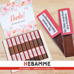 Merci chocolate banderoles midwife as a thank you or as a farewell gift / digital download