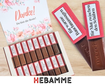 Merci chocolate banderoles midwife as a thank you or as a farewell gift / digital download