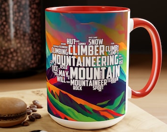Mountain Climber 15oz Mug, Mountain Lovers Gift, Mountain Sports, Extreme Sports, Climbing Enthusiast, Mountaineering 15 ounce Coffee Mug