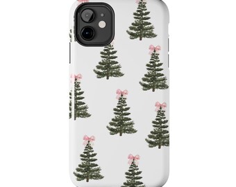 Chirstmas Phone Case, Coquette Christmas Phone Case, Pink Bow Phone Case for iPhone 16 15 14 13 12 11
