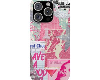 Aesthetic Collage Phone Case, Cute Phone Case Pink Trendy iPhone Case for iPhone 11 12 13 14 15 16