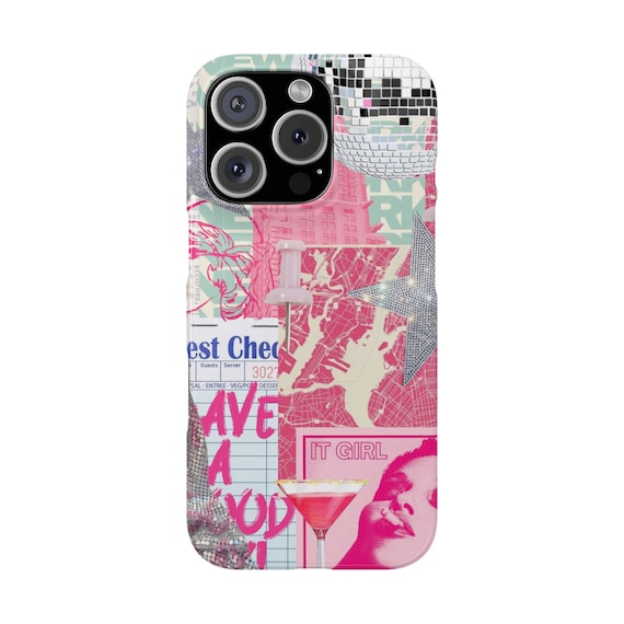 Aesthetic Collage Phone Case, Cute Phone Case Pink Trendy iPhone Case for iPhone 11 12 13 14 15 16