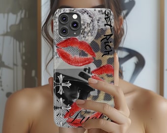 Funda de teléfono vintage de moda, funda de teléfono estética, funda de teléfono retro abstracta para iPhone 16 15 14 13 12 11