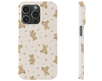 Aesthetic Teddy Bear Phone Case, Cute Teddy Bear Phone Case for iPhone 15 14 13 12 11