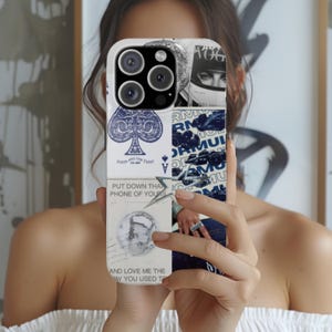 Collage Phone Case Aesthetic iPhone Case Blue Design iPhone Case iPhone 16 15 14 13 12 11