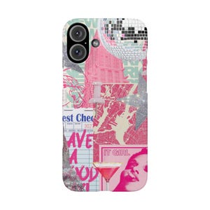 Aesthetic Collage Phone Case, Cute Phone Case Pink Trendy iPhone Case for iPhone 11 12 13 14 15 16 image 3