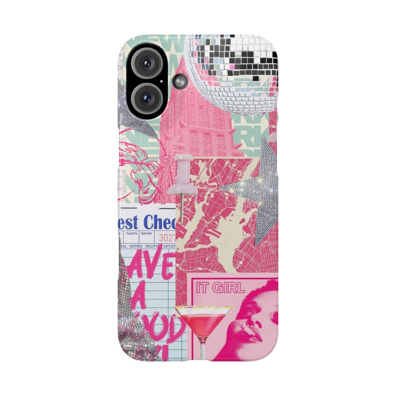 Aesthetic Collage Phone Case, Cute Phone Case Pink Trendy iPhone Case for iPhone 11 12 13 14 15 16 image 3