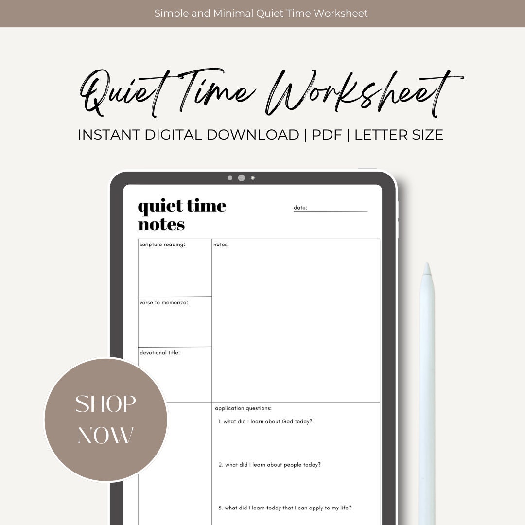 Quiet Time Journal Quiet Time Worksheet Digital Journal Etsy
