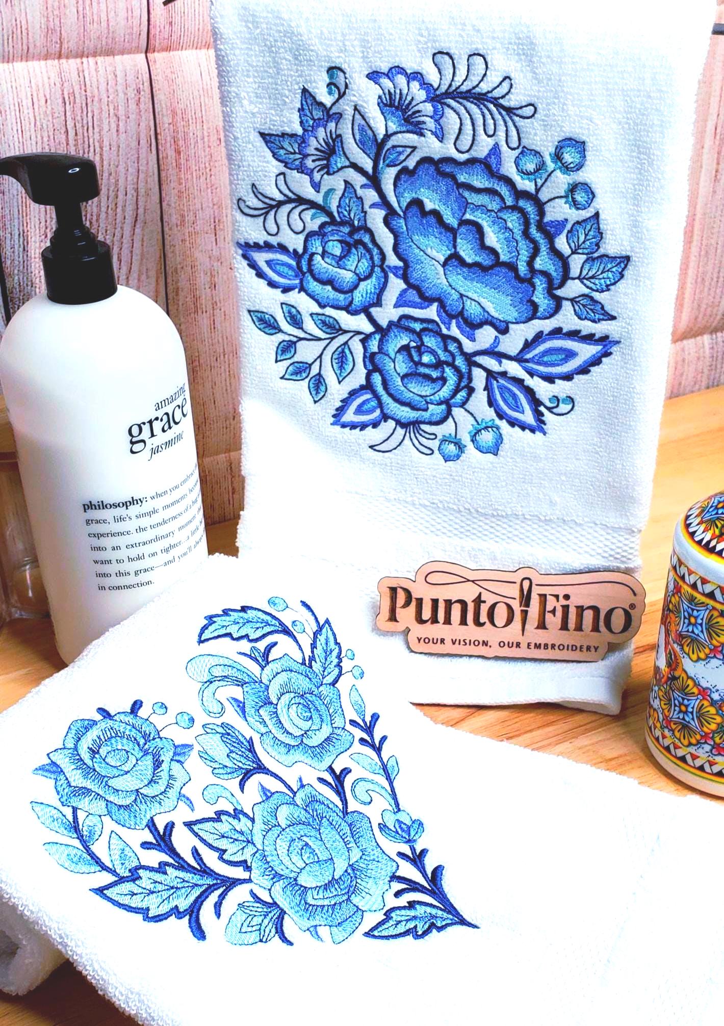 Elegant Delft Blue Rose Hand Towels - Heartfelt Mother's Day Gift - Sea ...