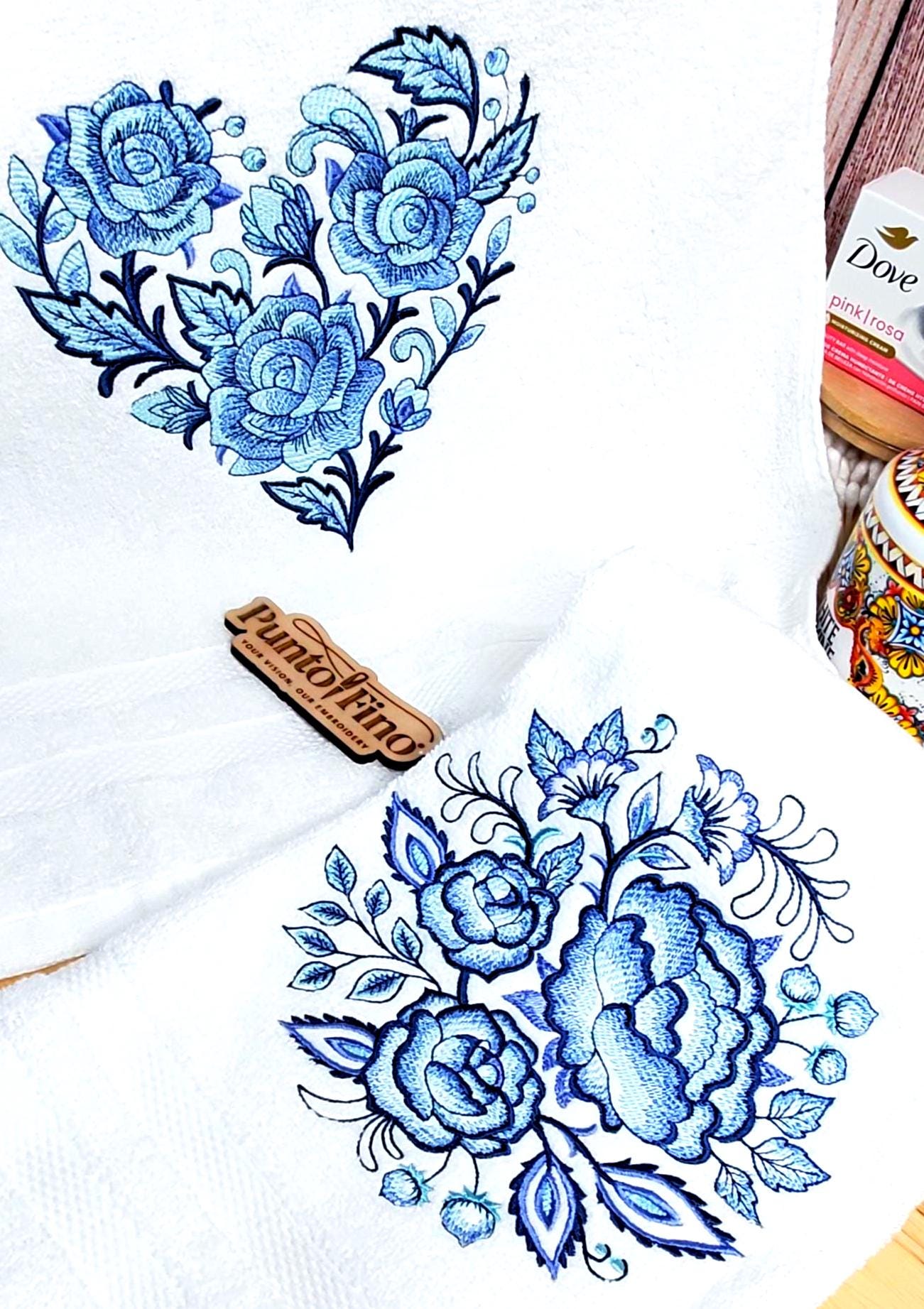 Elegant Delft Blue Rose Hand Towels - Heartfelt Mother's Day Gift - Sea ...