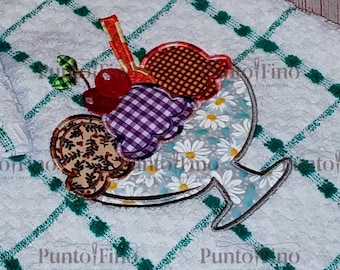 Summer Ice Cream & Popsicle Embroidered Hand Towels, Sweet Treats Kitchen Decor, Colorful Cotton Terry Linens, Hostess and Housewarming Gift