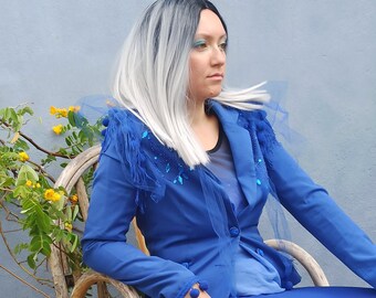 Women's blazer, Women suit, Office women suit, Breasted blazer, custom women suit, Suit, Blazer, Office wear for women, blue blazer